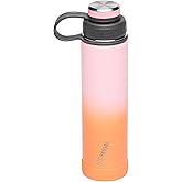 EcoVessel Stainless Steel Water Bottle with Insulated Dual Lid, Insulated Water Bottle with Strainer and Silicone Bottle Bumper, Coffee Mug – 24oz (Coral Sand)
