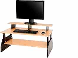Set To Your Height Standing Desk Topper Triple Level Work Surface Combo Office Products Amazon Com