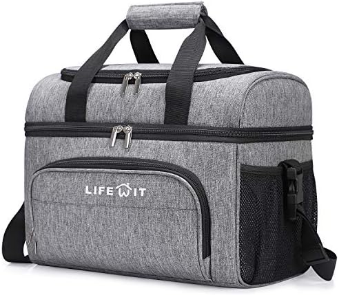 Lifewit Collapsible Cooler Bag 32-Can Insulated Leakproof Soft Cooler Portable Double Decker Cooler Tote for Trip/Picnic/Sports/Flight, Grey 1 Lifewit Collapsible Cooler Bag 32-Can Insulated Leakproof Soft Cooler Portable Double Decker Cooler Tote for Trip/Picnic/Sports/Flight, Grey