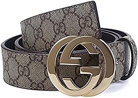 Men's Classic Gold Buckle GG Leather Belt