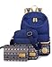 Leaper Canvas Laptop Bag Backpack Shoulder Bag Pencil Case Navy Blue