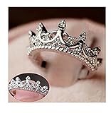 Fashion Princess Silver Rhinestone Crown Wedding Rings Size 7 8 9