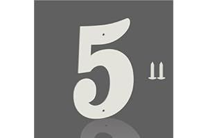 MONLYEY 5 Inch White Metal Letters, Modern Metal House Address Letters and Numbers for Outside Signs, Outdoor Mailbox Numbers, for Door, Apartment, Office, Home Use(Number 5)