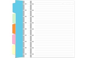 YARIDAR 9 Disc Lined Paper Refills for Happy Planners - 100 Sheets/200 Pages Classic Size Lined Paper with 5 Sheets Dividers, 7" x 9.25"