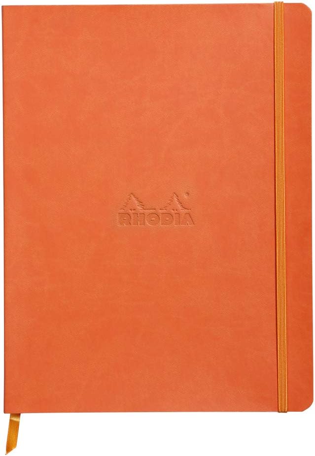 RHODIA 117514C, Tangerine Soft Notebook, 19x25 cm, Lined, 160 pages, Clairefontaine Ivory Paper 90 g/m, Bookmark