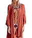 Bestyou Women's Rayon Kimono Cardigan Swimsuit Cover up Dress Swimwear (Red)