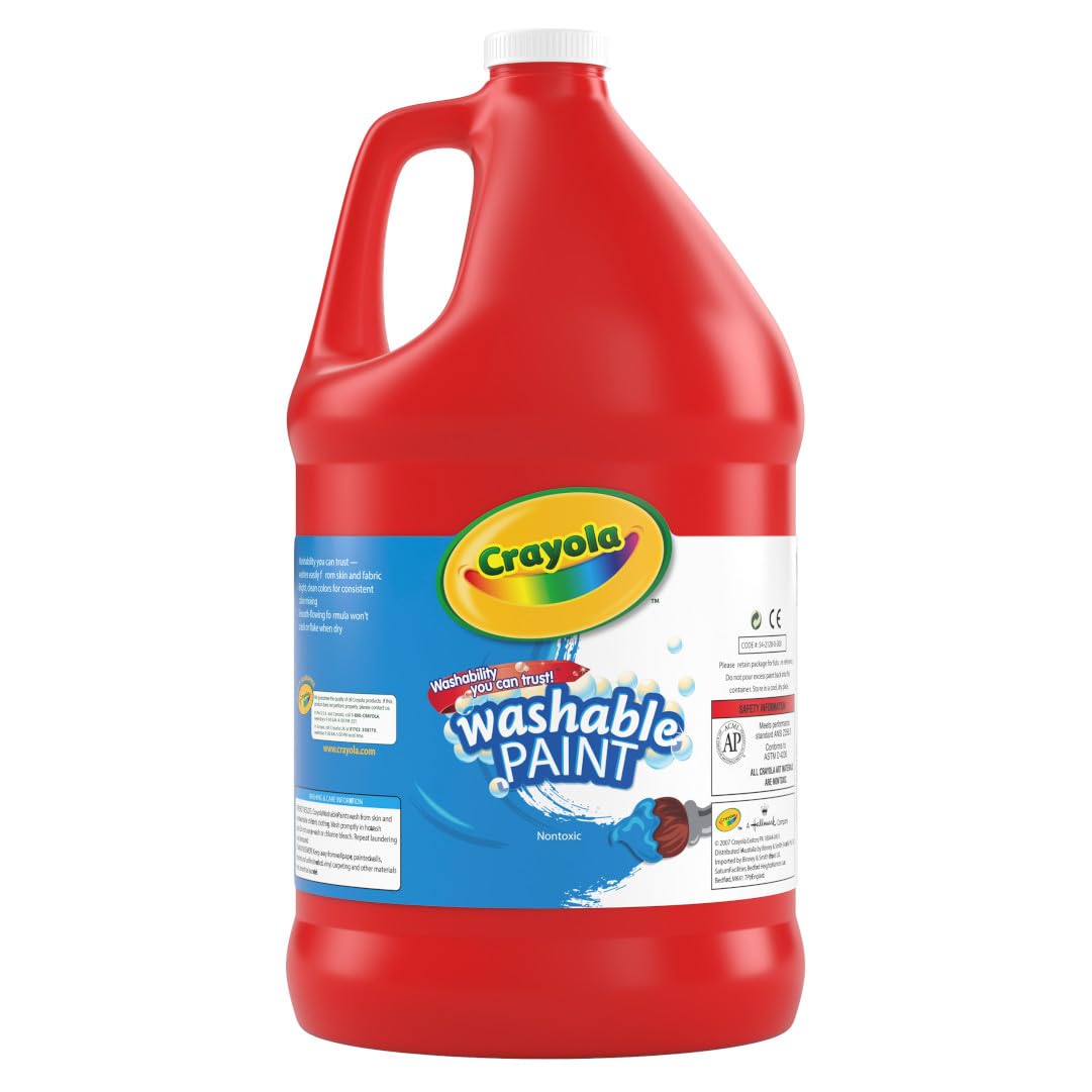 Crayola Washable Red Paint, 1 gallon Size, Painting Supplies in Bulk