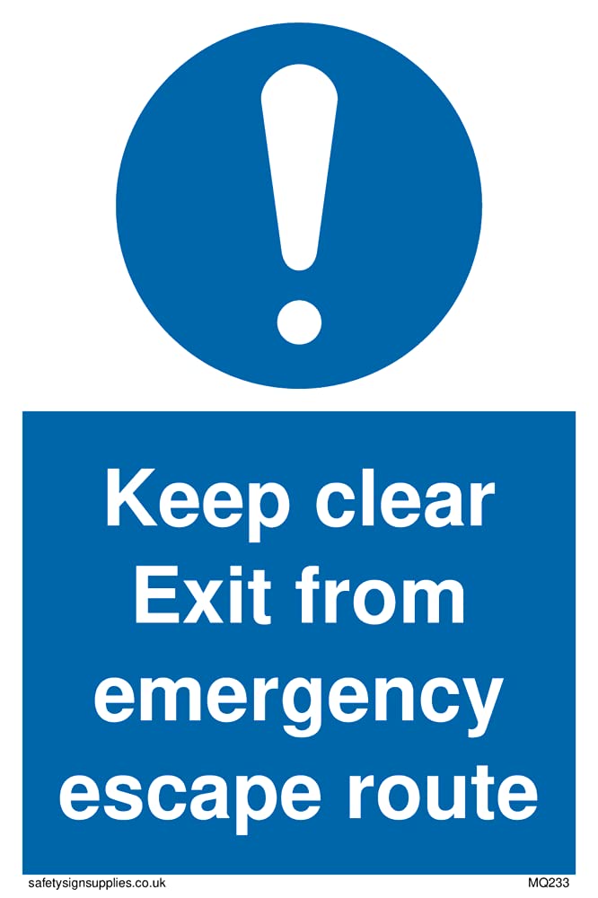 Pack of five - Keep Clear Exit From Emergency Escape Route Sign - 100x150mm - A6P