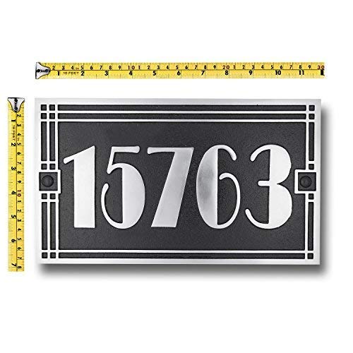 House Number Address Plaque Art Deco Line Style. Cast Metal Personalised Yard Or Mailbox Sign with Oodles of Number and Letter Options. Handmade in England by The Metal Foundry Just for You