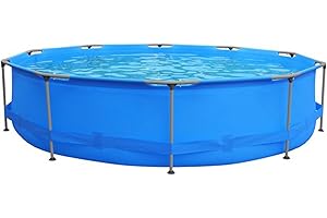 JLeisure Avenli 9 Foot x 30 Inch 1,158 Gallon Round Metal Framed Above Ground Outdoor Backyard Swimming Pool with Quick Connection Filter Pump, Blue