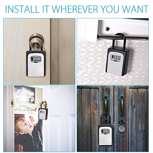image for Naouis 5 Key Lock Box, Car Key Lock Box with 4- Digit Combination Lock