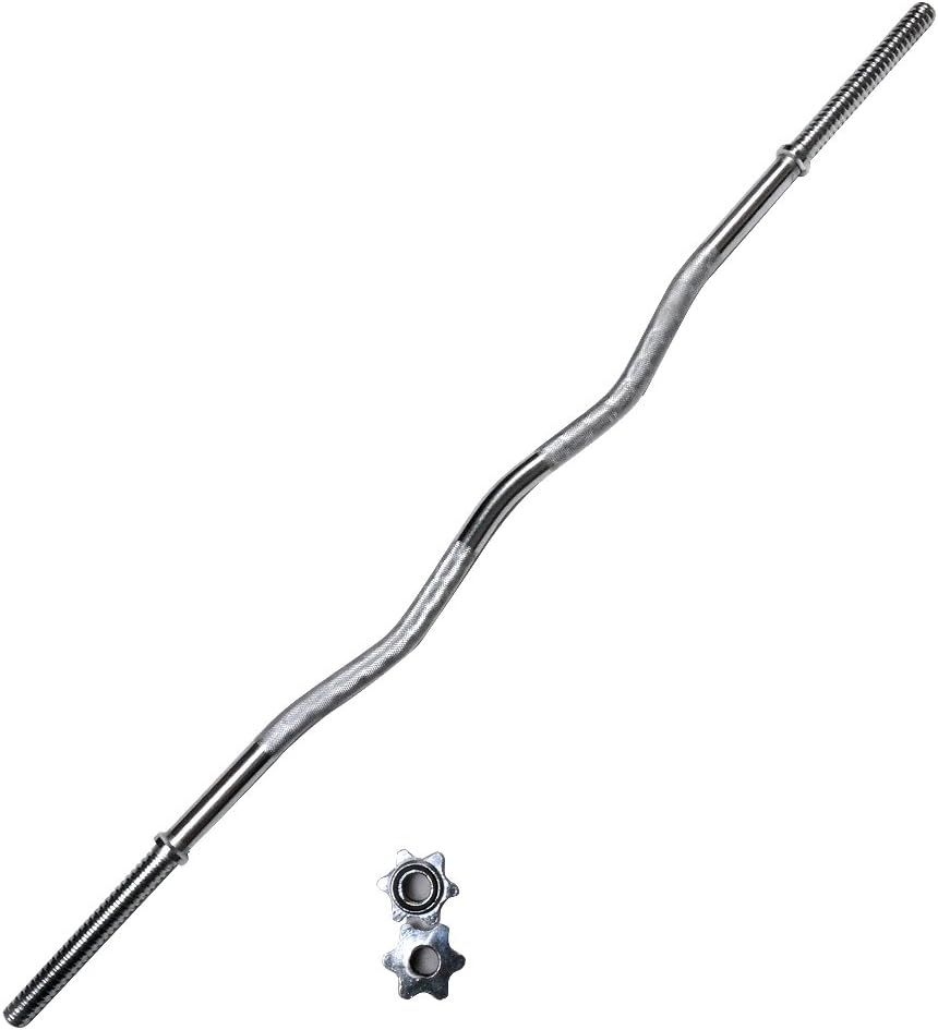 70kg 4ft Curl Chrome Standard EZ 1" Barbell Dumbbell Bar Weight Lifting