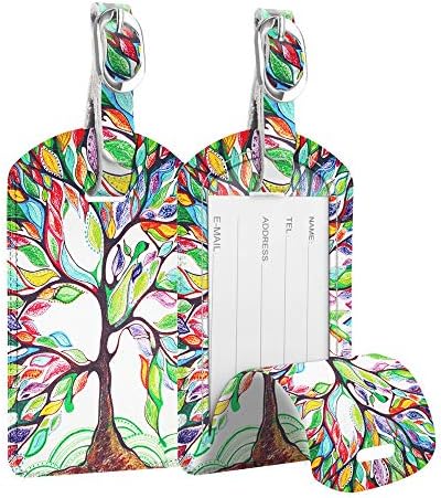 2 Pack Luggage Tags, Fintie PU Leather Name ID Labels with Privacy Cover for Travel Bag Suitcase (Love Tree) 1 2 Pack Luggage Tags, Fintie PU Leather Name ID Labels with Privacy Cover for Travel Bag Suitcase (Love Tree)
