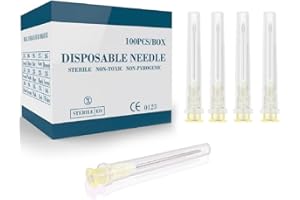 GODCREAT 20G 1 Inch (25MM) Needle Luer Lock Industrial Accessories for Scientific Measuring, Refilling Liquid, Inks, 100Pcs Individual Package