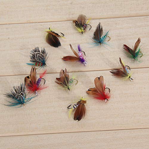 12pcs Fly Fishing Lures Artificial Bait Trout Fly Fishing Hooks Tackle without Case Box