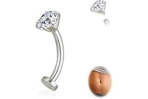 Gnoliew 14G Titanium Floating Belly Button Rings for Women Flat Back Belly Rings 8mm/10mm/12mm/14mm Belly Piercing Jewelry