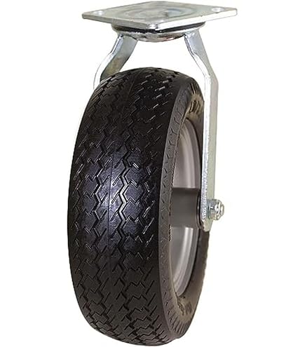 4-Pack Flat Free Caster Set – 10 Inch, 600 Lb Capacity – 2 Swivel With Brake, 2 Rigid – Industrial Grade, Assembled In USA