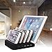 USB Charging Station,Puloa 5-Port Detachable Universal USB Charging Station Dock Stand with Innovative Removable Baffles Organizer for Smart Phones & Tablets,Black