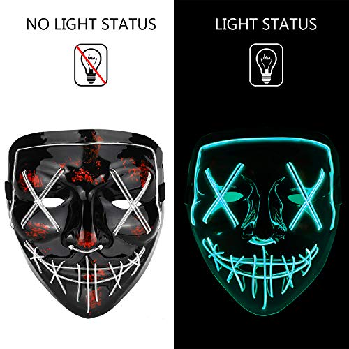 Poptrend Halloween Mask LED Light up Mask for Festival Cosplay