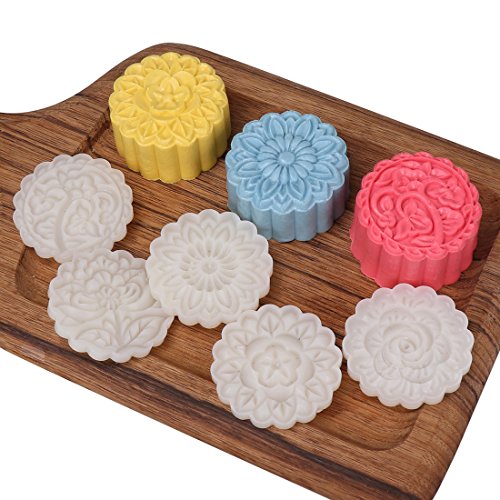 100g 5 Stamps Cookie Stamps Moon Cake Mold, Thickness Adjustable Christmas Cookie Press DIY Decoration Hand Press Cutter Cake Mold