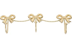 WOONEKY Metal Bow Knot Wall Hooks Gold Butterfly Buckle Decorative Iron Hooks with 3 Heads for Hanging Coats