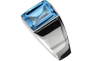 Solid 925 Sterling Silver Ring for Men, Natural 12MM Square Blue Topaz Gemstone Signet Ring, Unique Handcrafted November Birt