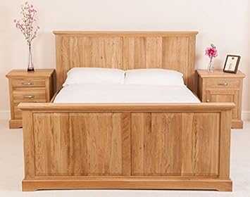 Modern Furniture Direct Aspen Solid Oak Super Kingsize Bed Frame Bedroom Furniture 6 Feet Beige King 180 X 200 Cm