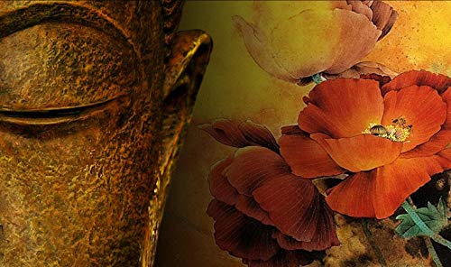 Visual-Art-Decor-Retro-Buddha-Statue-with-Flowers-Painting-Canvas-Prints-Be-Kind-Sincere-Belief-Framed-Buddism-Poster-for-Home-Wall-Decoration-24x32