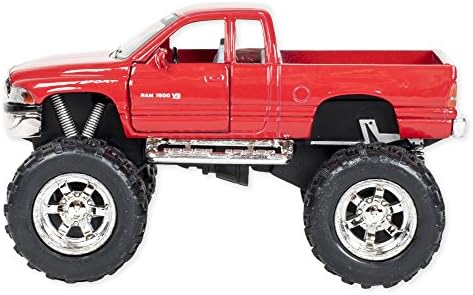 Red Dodge Ram with Monster Wheels 5 inch Die Cast Pull Back Action Toy by Master Toy