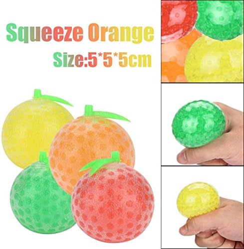 Orange Stress Relief Toy,Sefter Fun 5CM Rubber Fruit Ball Hand Wrist Squeeze Toy Stress Autism Mood Relief Gift (Random Colour)
