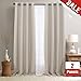 Room Darkening Curtains for Bedroom Beige Linen Look Textured Blackout Window Drapes 84 inches Long Moderate 2 Curtain Panels