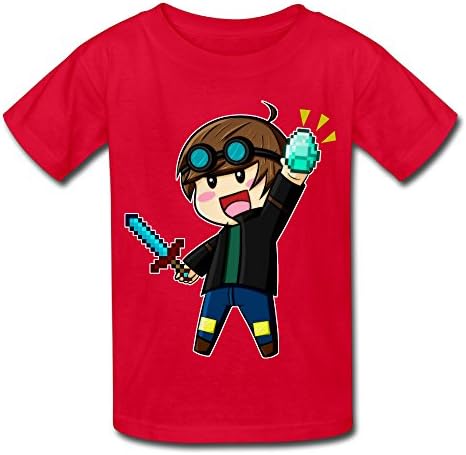 Senben Kid's The Diamond Minecart DAN TDM T-shirt Red L