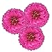 SUNBEAUTY Pack of 3 Fuchsia Tissue Paper Chrysanth Flowers Pom Poms Flower Backdrop Centerpiece for Wedding Birthday Baby Shower Party Table Decor (Fuchsia)