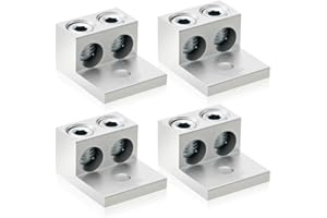 KoiLykke 4-Pack 2-Hole Aluminum Ground Lugs Electrical Connections, Tin-Plated, Alloy Construction, for Compact Design