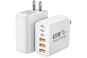 LUCKYASIN USB C Charger Block, 2-Pack 65W 6-Port USB C Wall Charger iPhone Charger Fast Charging PD Power Adapter+QC Wall Plug Multiport Type C Brick Chargers for iPhone 17 16 15 14 13 12 11 Pro Max XS,Samsung
