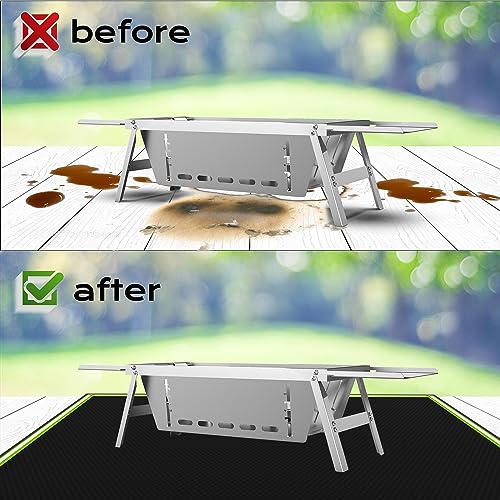 plrosnmy 60 x 40 inch Under Grill Mats for Outdoor Grill,Fireproof Mat for Lawn, Waterproof Oil-Proof Grill Floor Pads Fire Pit Mat Fireplace Mat,Reflective Trim for Nighttime Use.