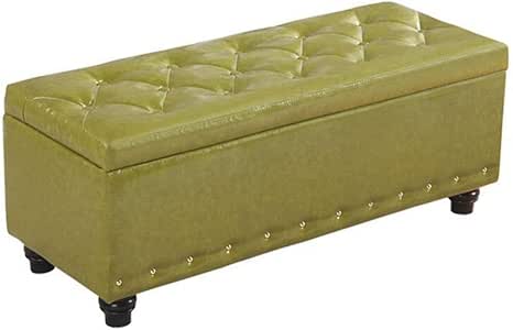 QIQI-LIFE - Banco otomano de Almacenamiento Rectangular de Piel