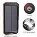 LANIAKEA 12000mAh Waterproof Solar Charger, 9 LED Lights Outdoor Solar Panel Charger Backup, Dual USB Power Bank with Flashlight & Compass for Smart phones and Other USB Devices, Orange