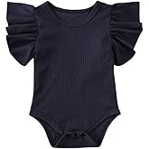 iddolaka Newborn Infant Baby Girl Solid Ruffle Romper Bodysuit Jumpsuit Casual Clothes One Piece Outfit