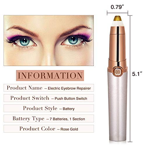 Eyebrow Hair Trimmers Battery Powered Brow Epilator for Women Eyebrow Trimmer Epilator Eye Brow Remover Electric Facial Brows Hair Removal (Battery not Included) - Thumbnail 2