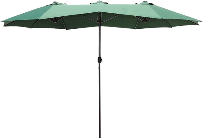 Amazon Com Le Papillon 15 Ft Market Outdoor Umbrella Double Sided Aluminum Table Patio Umbrella With Crank Green Garden Outdoor