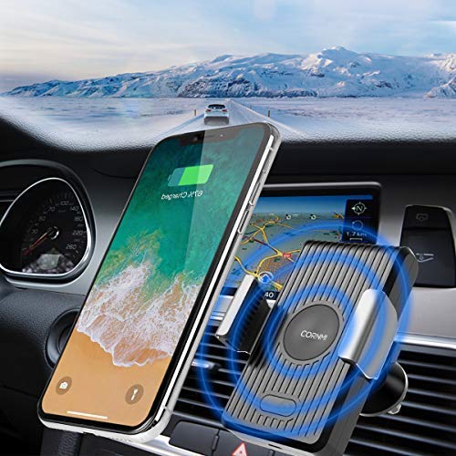 Wireless Car Charger,10W Fast Qi Wireless Car Charger Mount Phone Holder, Touch Sensitive Auto Wireless Charger Air Vent Holder Compatible for iPhone Xs Max/XR/X/8/8Plus Samsung S9/S8 and More(Black)