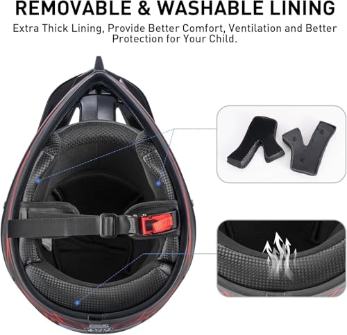 LBOYLOVE® Adult Dirt Bike Motocross Helmets (Goggles Gloves Face Mask) 4 PCS Set, Men Women Full Face Motorcycle Helmet Mountain Bike Off Road Helmets, DOT Approved ATV Helmet