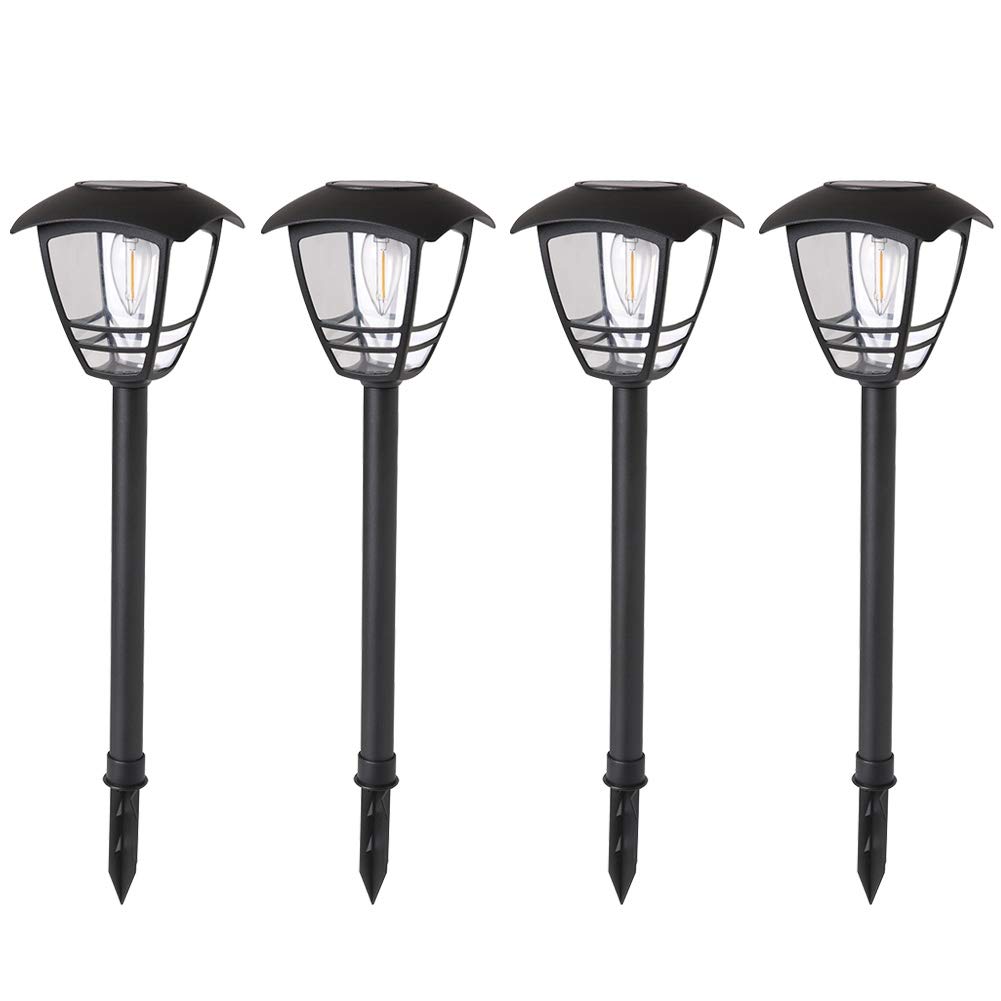 Maggift 4 Pack Vintage Solar Pathway Lights LED Bulbs Solar Powered Garden Walkway Lights for Outdoor Lawn, Patio, Yard, Walkway, Driveway , 15 Lumen