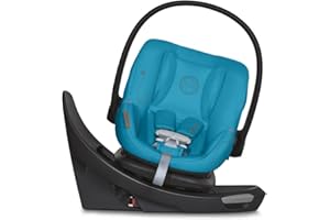 Cybex Aton G Swivel Infant Car Seat with 180-Degree Rotate, Linear Side-Impact Protection, 11-Position Headrest, SensorSafe & Safelock Base, Beach Blue