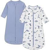 Miracle Baby Long Sleeve Sleep Sack 2-Pack, 100% Cotton Wearable Blanket Baby Sleeping Bag for Newborn Infant Toddler
