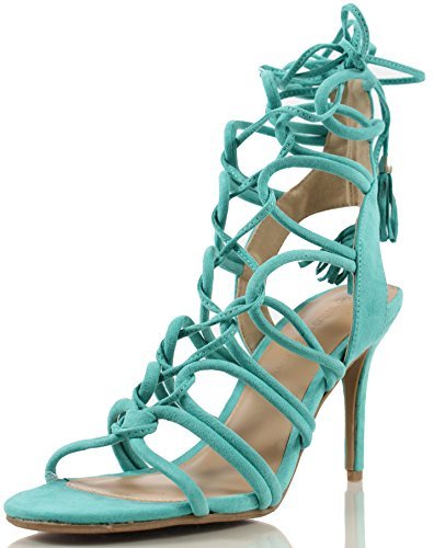 Wild Diva Womens Savvy 09 Gladiator Strappy Lace Up Tie