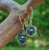 Recycled Vintage Bottles Multi Glass Orb Earrings