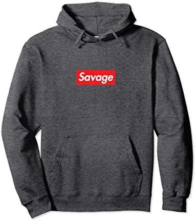 Unisex Savage Box Logo Hoodie Medium Dark Heather