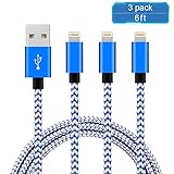 iPhone Charger, AILANSI iPhone Charging Cable,Apple 8 Pin USB Lightning to USB Cable Cord for iPhone 7 7 Plus 6 6S 6 Plus 5S SE iPod iPad Mini Air Pro and More (3PCS New Blue&White)
